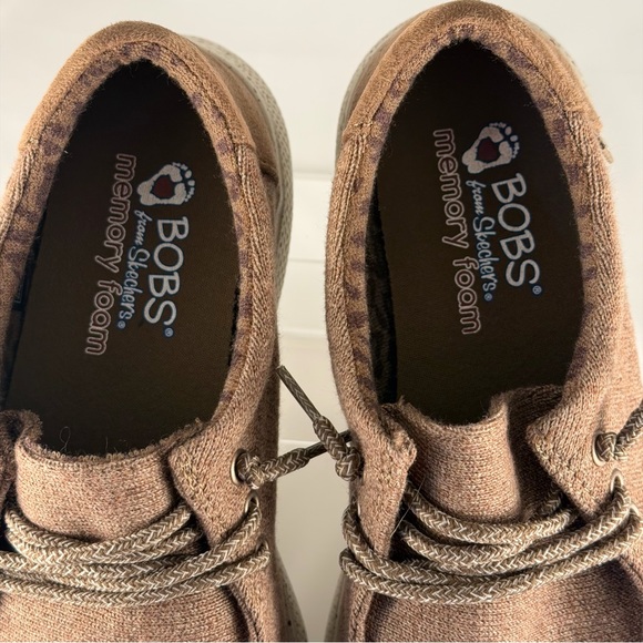 Skechers BOBS Memory Foam Brown Canvas Sneakers Women’s 7 - Picture 3 of 9